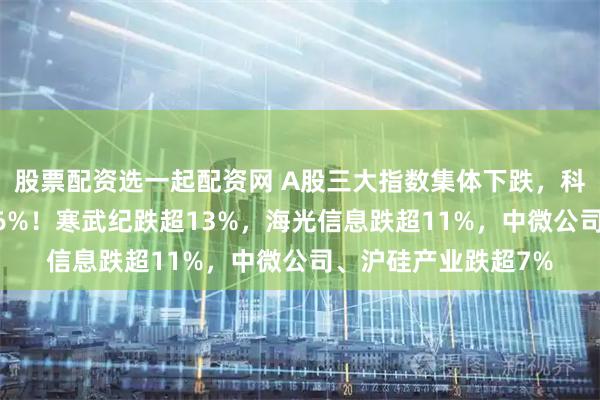 股票配资选一起配资网 A股三大指数集体下跌，科创50指数午后跌超6%！寒武纪跌超13%，海光信息跌超11%，中微公司、沪硅产业跌超7%